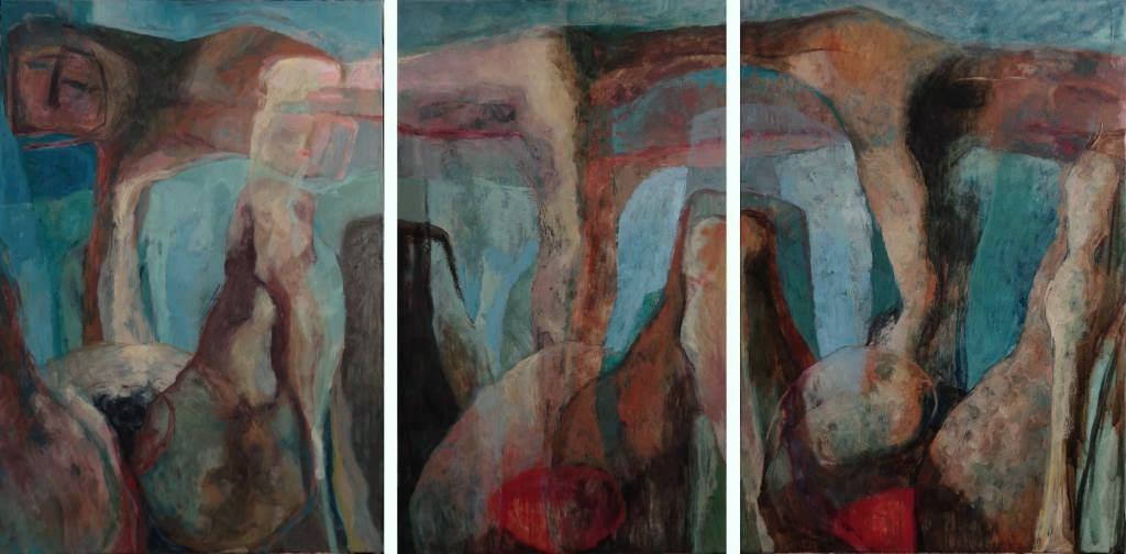 Le Monstre (colloquio) agosto 2014 triptych oil on canvas